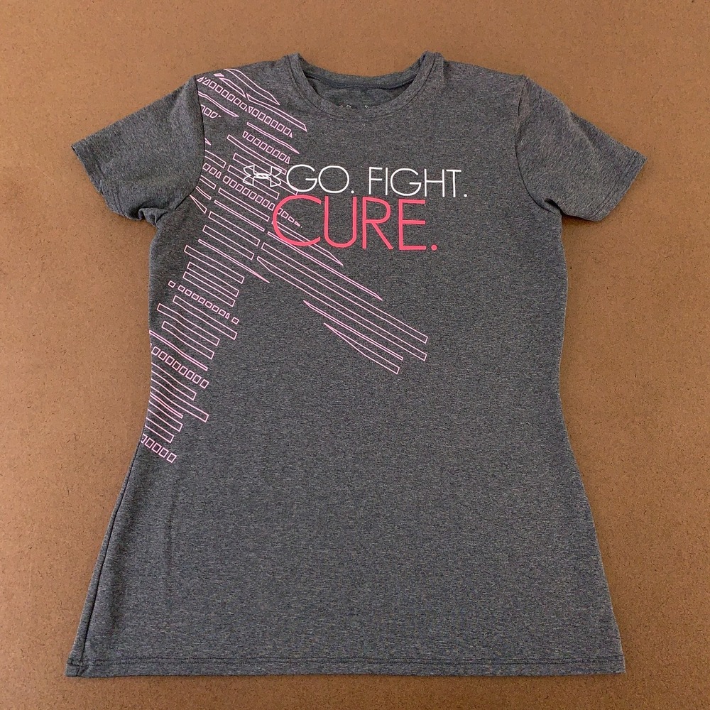 Under Armour HeatGear Womens XS Semi-Fitted Gray Go Fight Cure Short Sleeve Tee